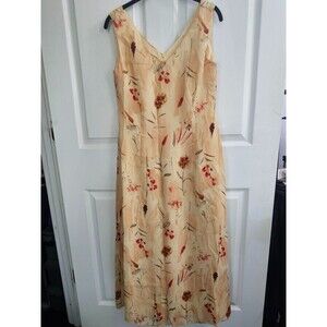 J Stevens Floral Yellow Sleeveless Dress Size 8 Boho Peasant Beach